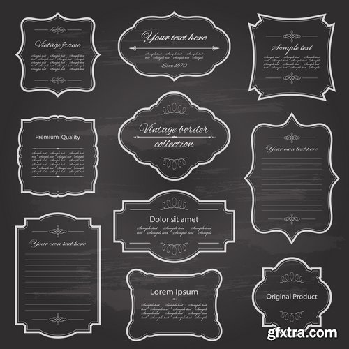 Collection of vector image calligraphic elements vintage design element #8-25 EPS