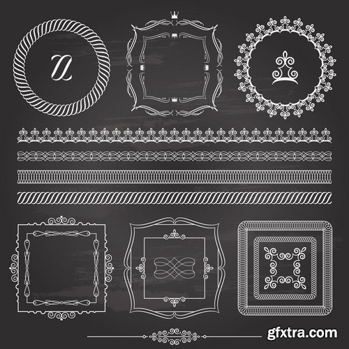 Collection of vector image calligraphic elements vintage design element #8-25 EPS