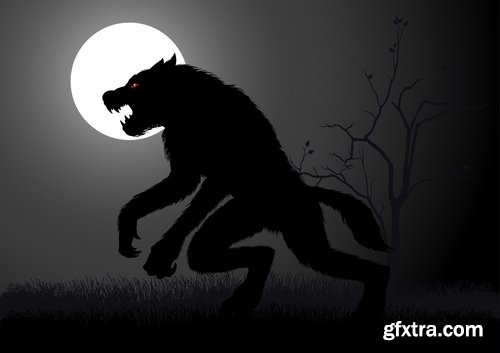 Collection of vector image werewolf wolf canine predator claw 25 EPS