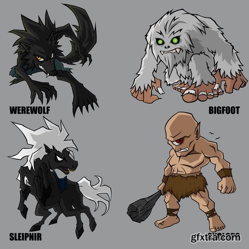 Collection of vector image werewolf wolf canine predator claw 25 EPS