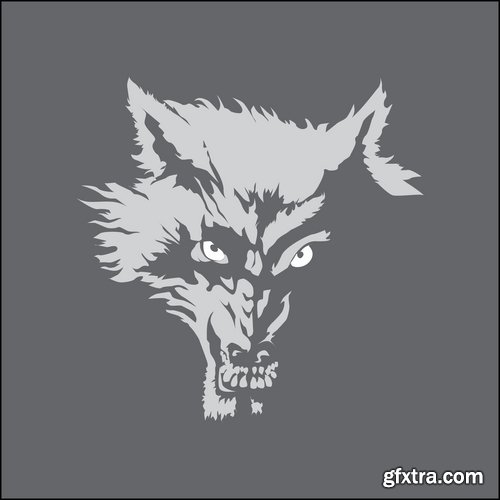 Collection of vector image werewolf wolf canine predator claw 25 EPS