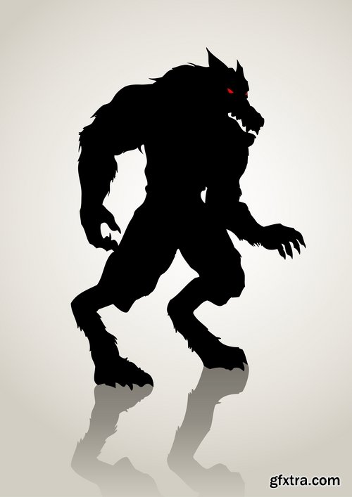 Collection of vector image werewolf wolf canine predator claw 25 EPS