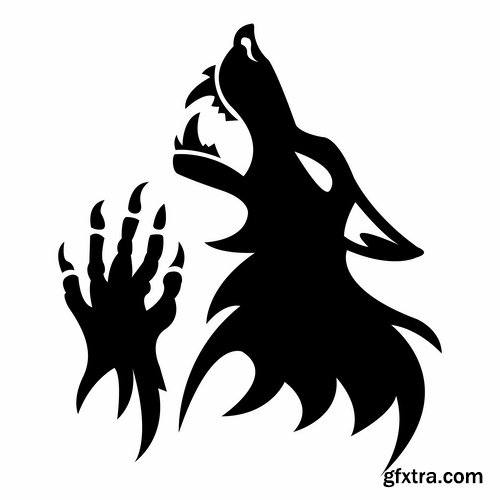 Collection of vector image werewolf wolf canine predator claw 25 EPS