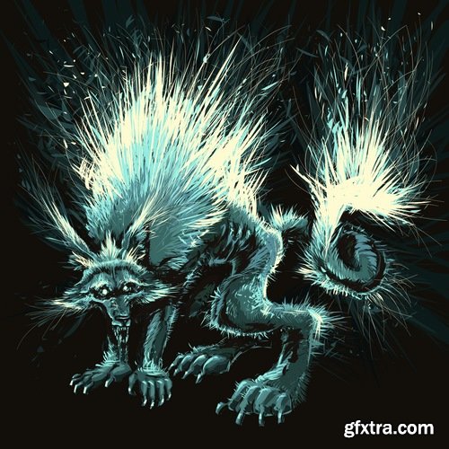 Collection of vector image werewolf wolf canine predator claw 25 EPS