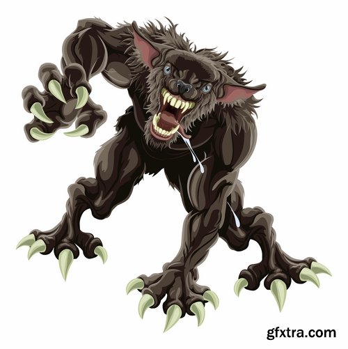 Collection of vector image werewolf wolf canine predator claw 25 EPS