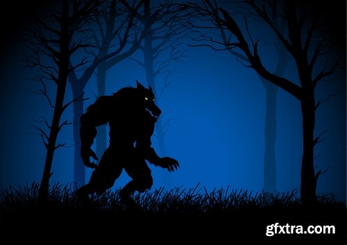 Collection of vector image werewolf wolf canine predator claw 25 EPS