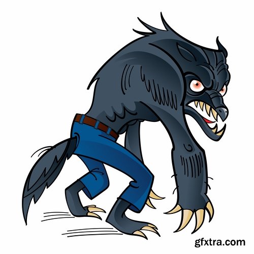 Collection of vector image werewolf wolf canine predator claw 25 EPS