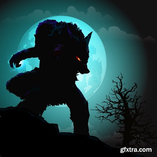 Collection of vector image werewolf wolf canine predator claw 25 EPS