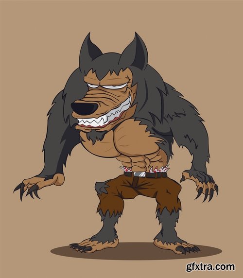 Collection of vector image werewolf wolf canine predator claw 25 EPS