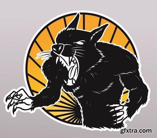 Collection of vector image werewolf wolf canine predator claw 25 EPS