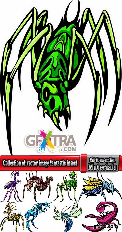 Collection of vector image fantastic insect tattoo pattern 25 EPS