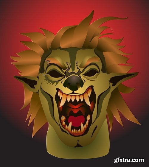 Collection of vector image werewolf wolf canine predator claw 25 EPS