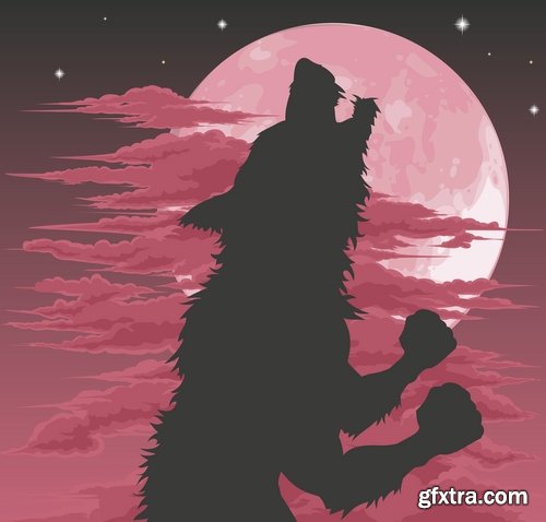 Collection of vector image werewolf wolf canine predator claw 25 EPS