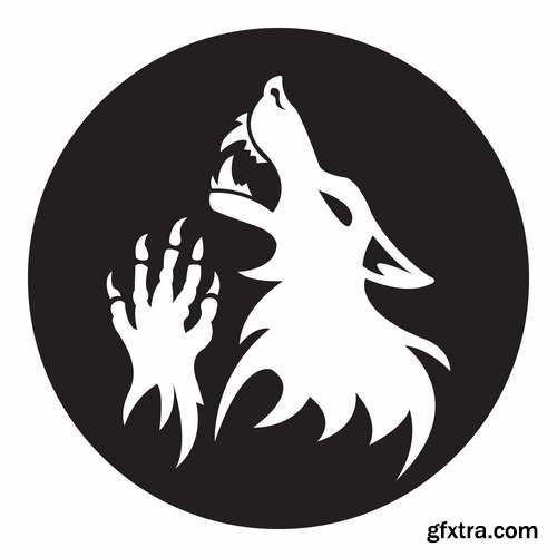 Collection of vector image werewolf wolf canine predator claw 25 EPS