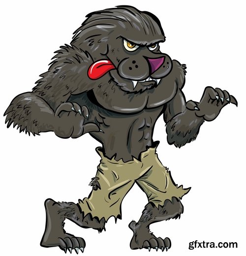 Collection of vector image werewolf wolf canine predator claw 25 EPS