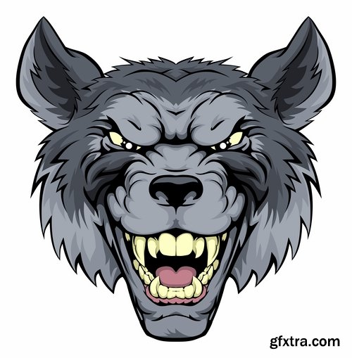 Collection of vector image werewolf wolf canine predator claw 25 EPS