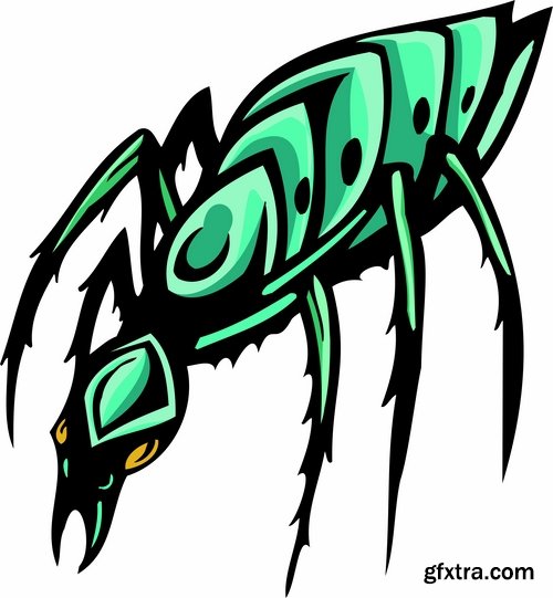 Collection of vector image fantastic insect tattoo pattern 25 EPS