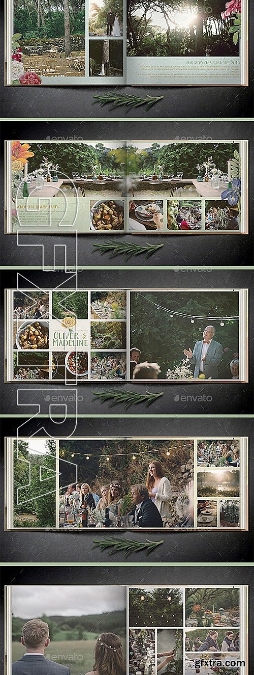 GraphicRiver - Vintage Floral Wedding Photo Book 12130824