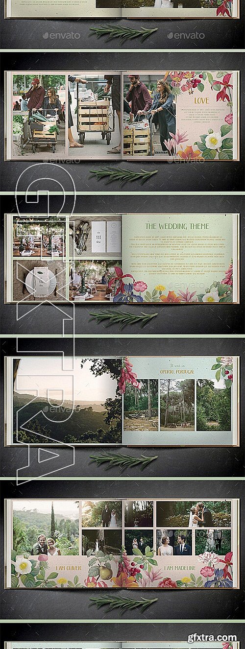 GraphicRiver - Vintage Floral Wedding Photo Book 12130824