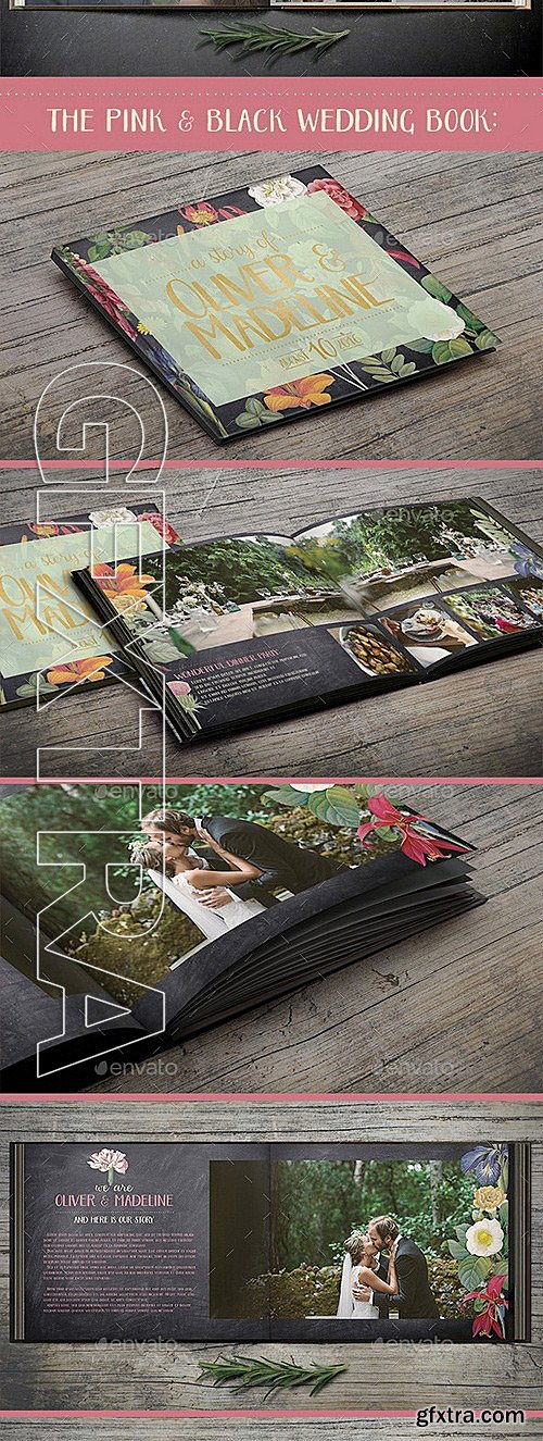 GraphicRiver - Vintage Floral Wedding Photo Book 12130824