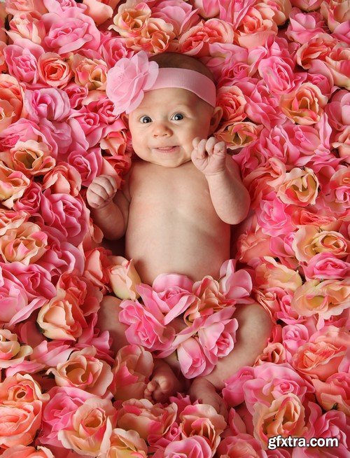 Baby on flowers