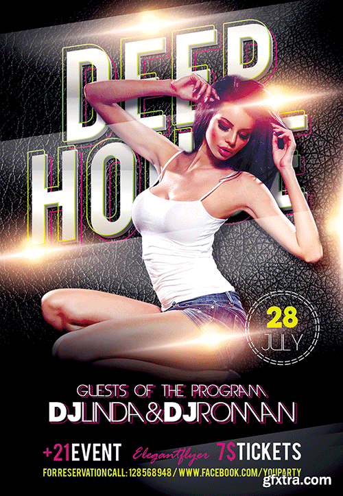 Deep House Party 2 Flyer PSD Template + Facebook Cover