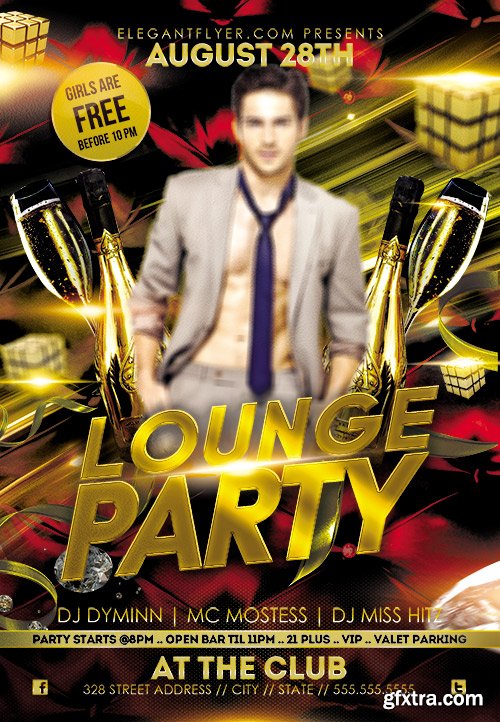 Lounge Party Flyer PSD Template + Facebook Cover