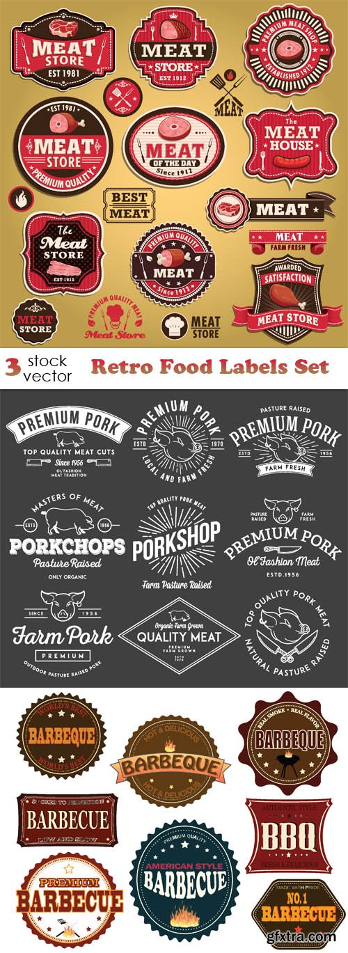 Vectors - Retro Food Labels Set