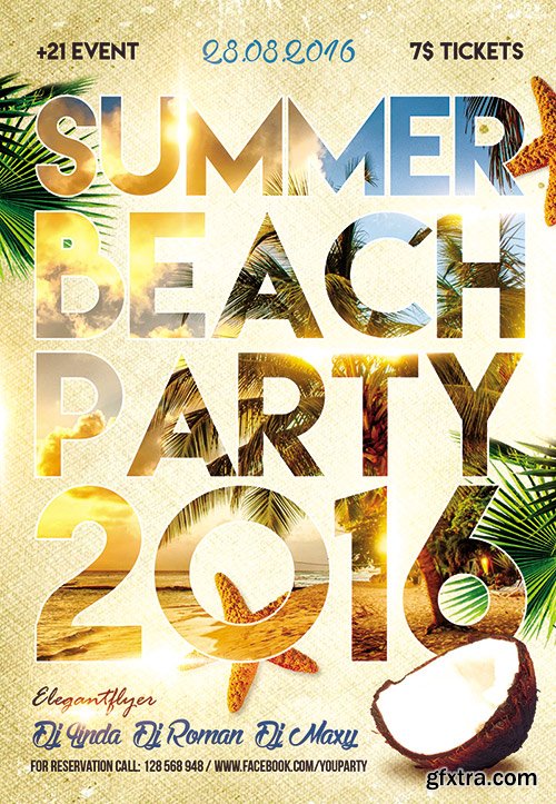 Summer Beach party 2016 Flyer PSD Template + Facebook Cover