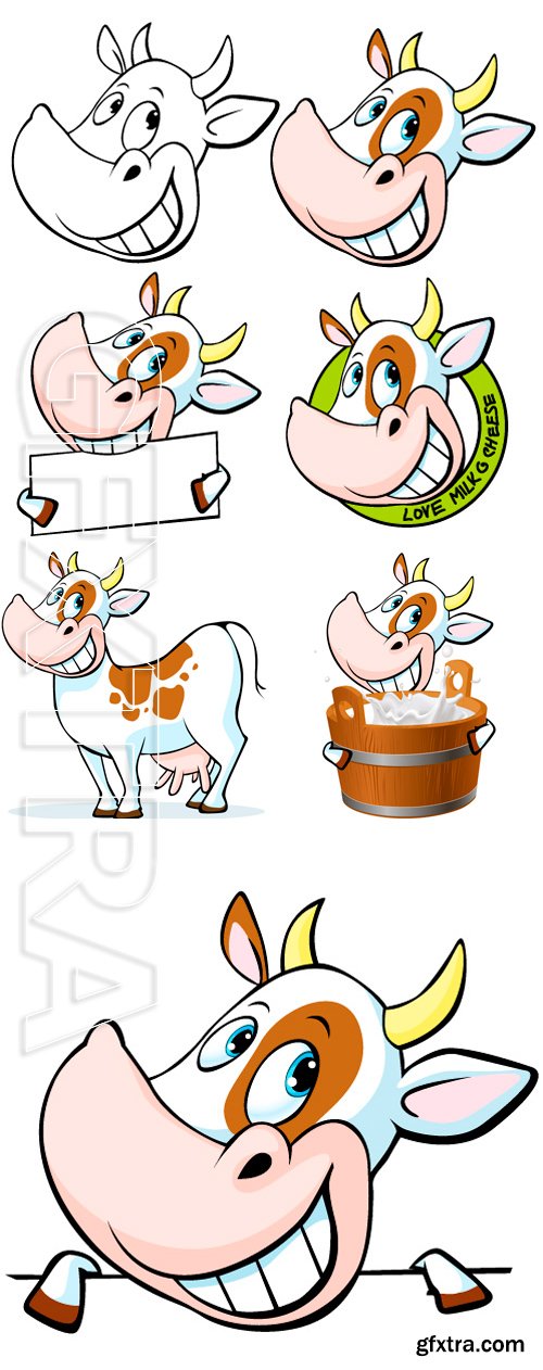 Stock Vectors - Funny cow cartoon standing isolated on white background - vector illustration