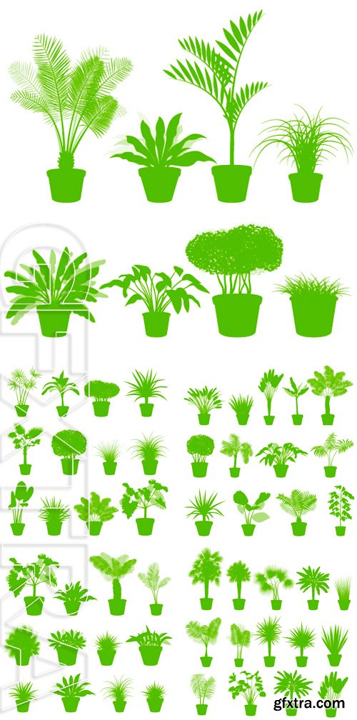 Stock Vectors - House indoor plants in pots set vector background green concept