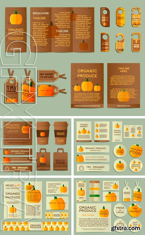 Stock Vectors - Natural business corporate identity design with pumpkin. Branding your organic company.  Vector