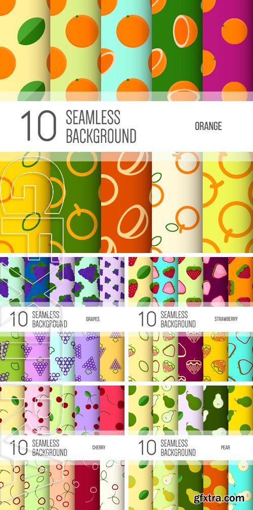 Stock Vectors - Seamless backgrounds or patterns with fruit