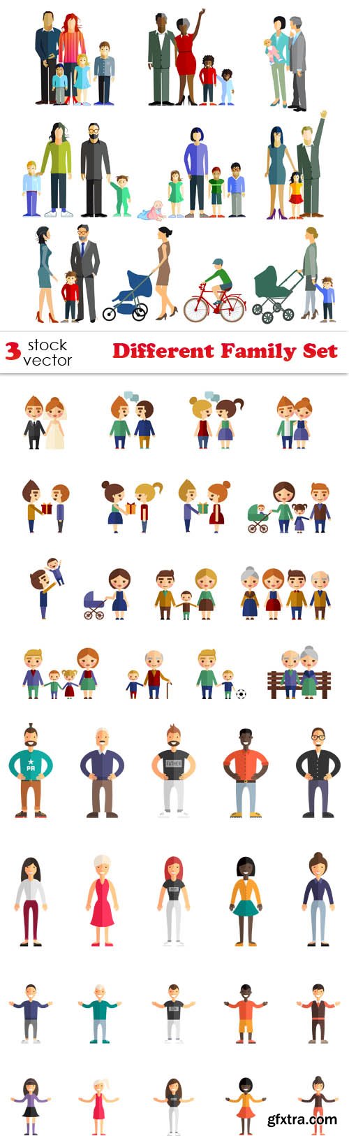 Vectors - Flat Family Set