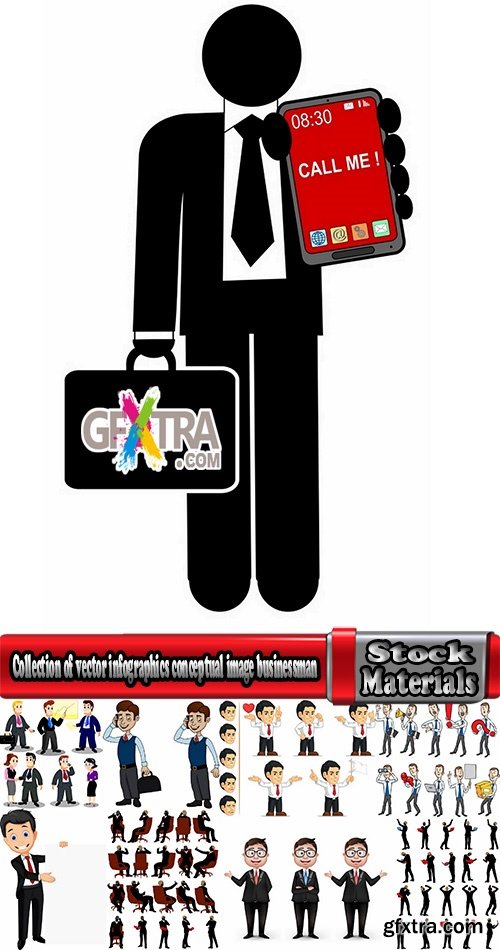 Collection of vector infographics conceptual image businessman cartoon business #2- 25 Eps