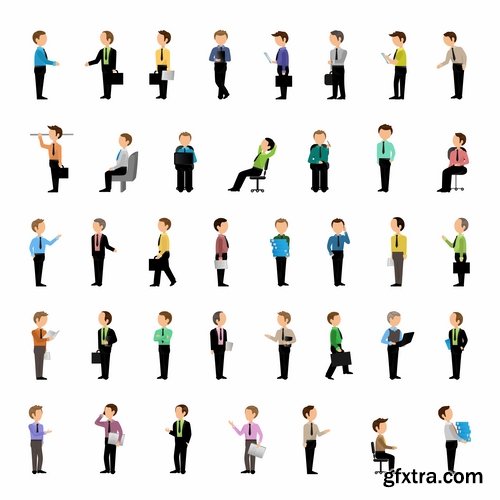 Collection of vector infographics conceptual image businessman cartoon business #2- 25 Eps