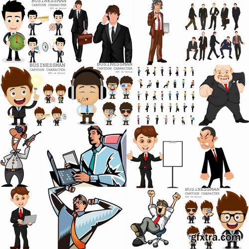 Collection of vector infographics conceptual image businessman cartoon business #2- 25 Eps