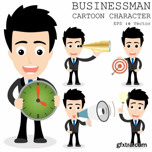 Collection of vector infographics conceptual image businessman cartoon business #2- 25 Eps