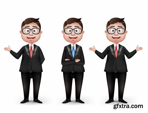 Collection of vector infographics conceptual image businessman cartoon business #2- 25 Eps