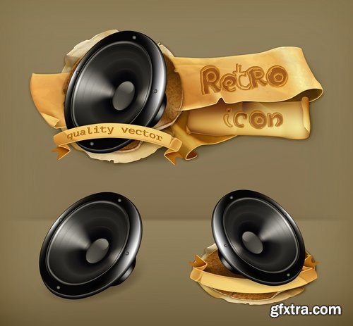 Collection of vector picture music speaker loudspeaker background is a symbol logo 25 EPS