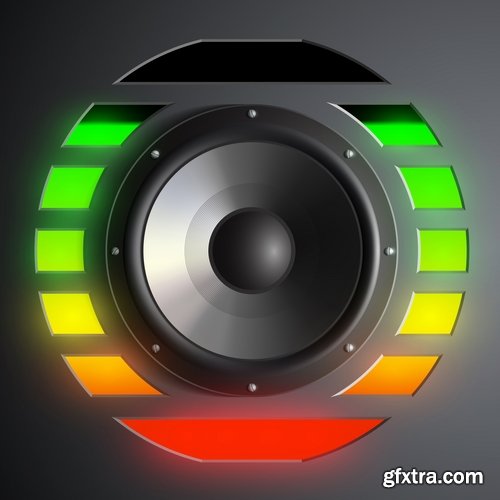 Collection of vector picture music speaker loudspeaker background is a symbol logo 25 EPS