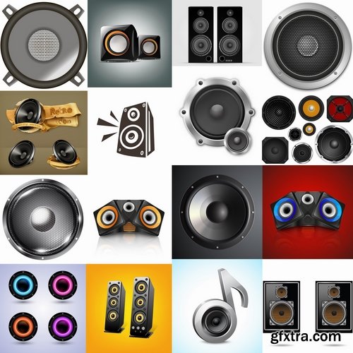 Collection of vector picture music speaker loudspeaker background is a symbol logo 25 EPS