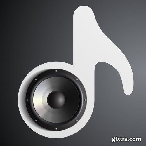 Collection of vector picture music speaker loudspeaker background is a symbol logo 25 EPS