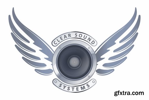 Collection of vector picture music speaker loudspeaker background is a symbol logo 25 EPS