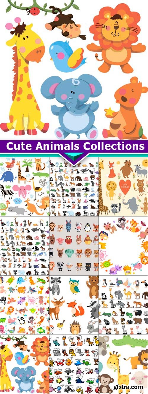 Cute Animals Collections 12x EPS