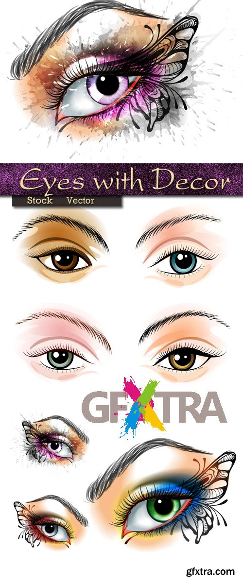 Eyes with Decor in Vector