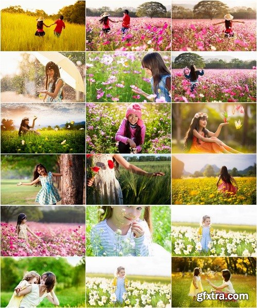 Collection of kids playing in a field of wildflowers child 25 HQ Jpeg