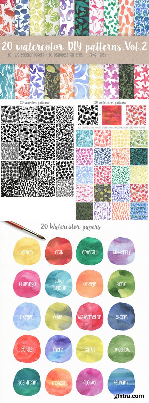 20 watercolor DIY patterns.Vol.2 - CM 292580