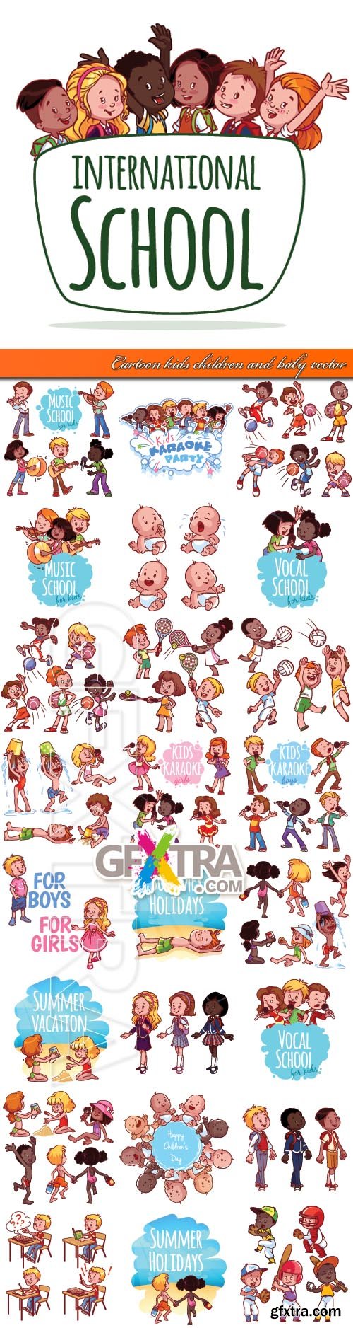 Cartoon kids children and baby vector