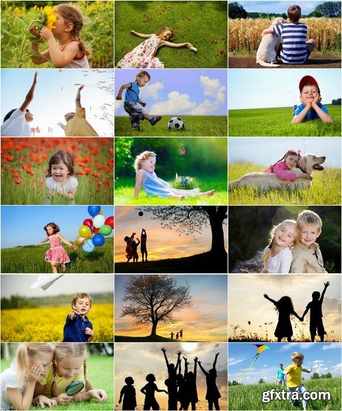 Collection of kids playing in a field of wildflowers child #2-25 HQ Jpeg